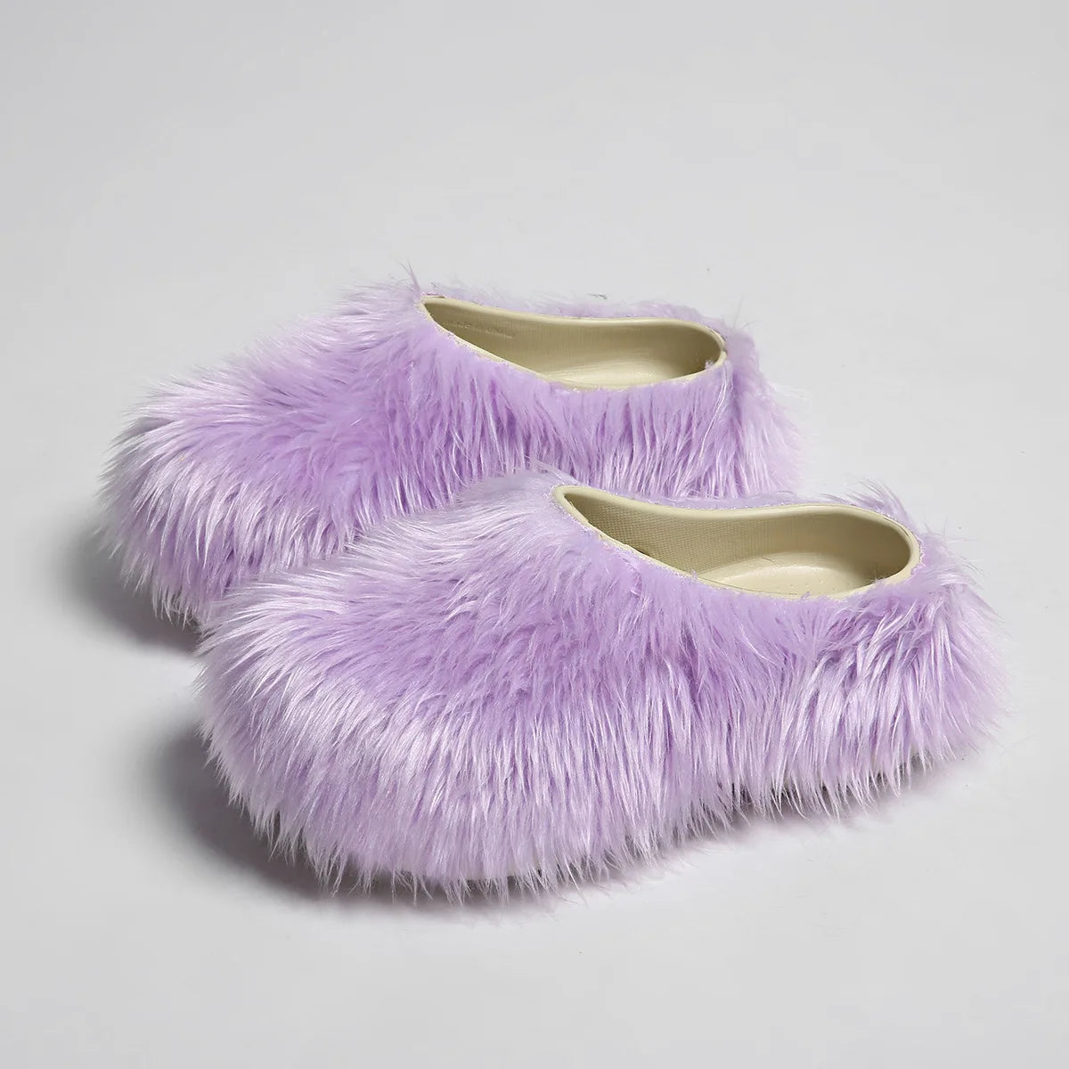 Modern Slippers Women's Faux Fur Adult Platform Mule Shoes Thick Sole Slides