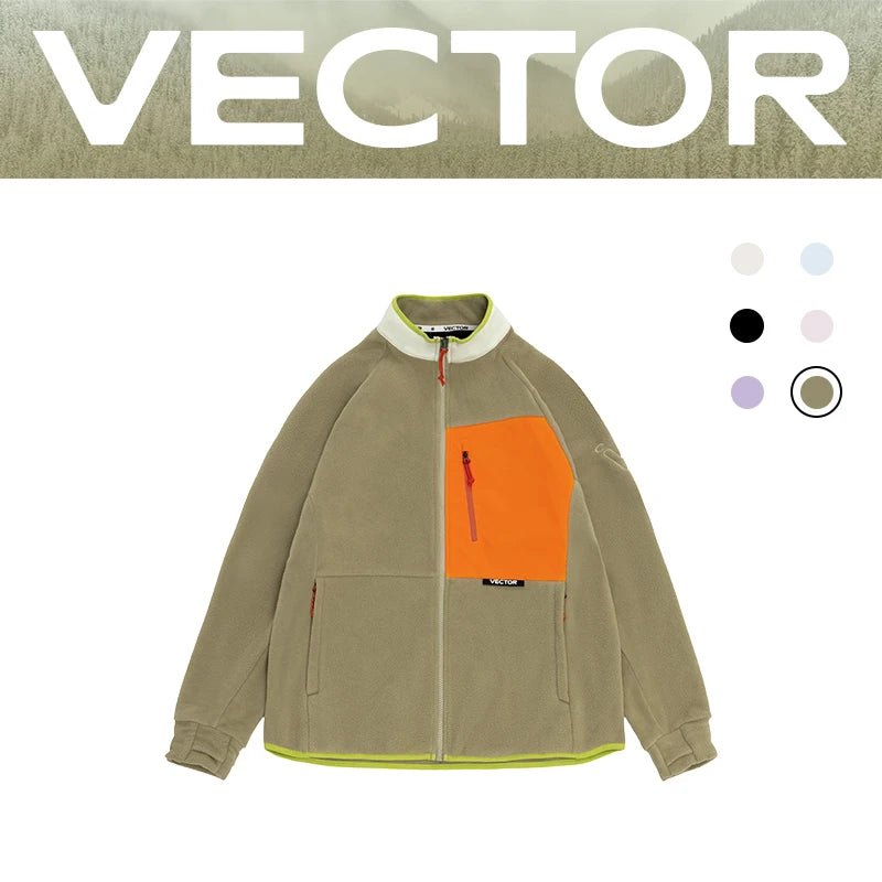 VECTOR Fleece Jacket Woman Autumn Winter Warm Coats Men Clothing 2023 Contrast Sleeve Sweatshirt Coats Color Outdoor Jakcets