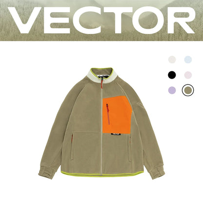 VECTOR Fleece Jacket Woman Autumn Winter Warm Coats Men Clothing 2023 Contrast Sleeve Sweatshirt Coats Color Outdoor Jakcets