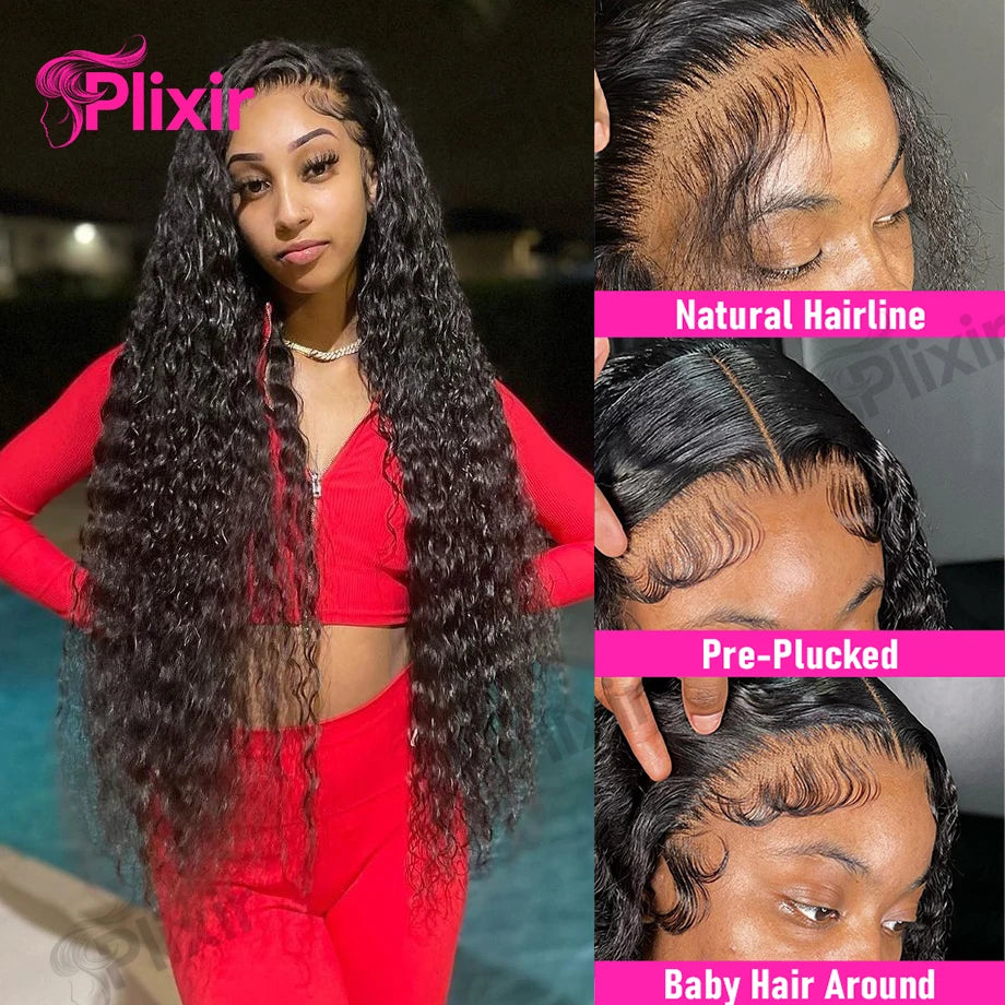 Deep Wave Frontal Wig 13x6 Hd Lace Brazilian Curly Human Hair Wigs Water Wave 30 40 Inch 13x4 Lace Front Human Hair Wig