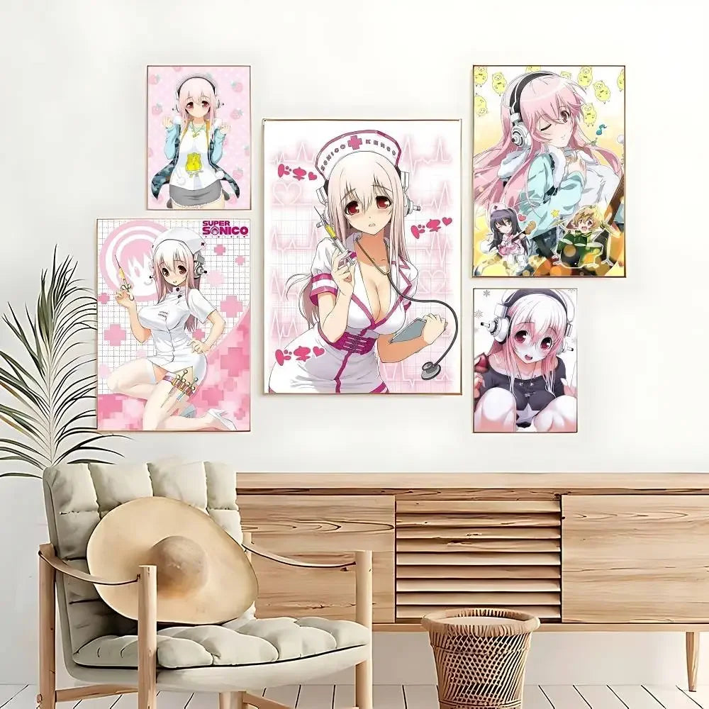 S-Super S-Sonico Poster Picture Canvas Painting Wall Art Home Decoration Print For Living Room Decor