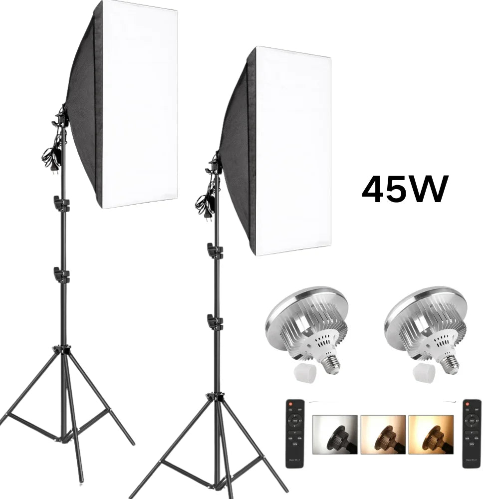 Softbox Light Photography Kit Photo 2M Tripiod for Soft Box Disc Light Led 45W Photo Studio Stand Lighting Shooting Lamp Video