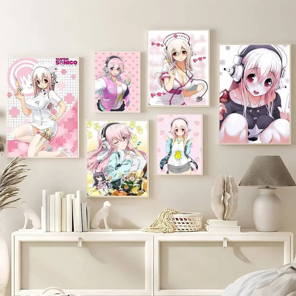 S-Super S-Sonico Poster Picture Canvas Painting Wall Art Home Decoration Print For Living Room Decor