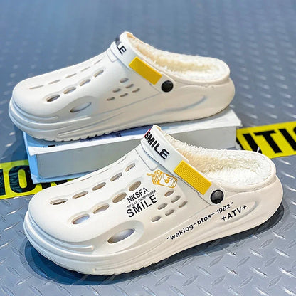 Winter Men Slippers Warm Furry Garden Shoes Soft Indoor Home Cotton Shoe EVA Plush Slides Casual Outdoor Comfortable Fur Clogs