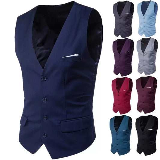 High Quality Men Suit Vest Waistcoat Business Casual Slim Groom Groomsman Wedding Men's Dress Blazer Vests Formal Party Dress