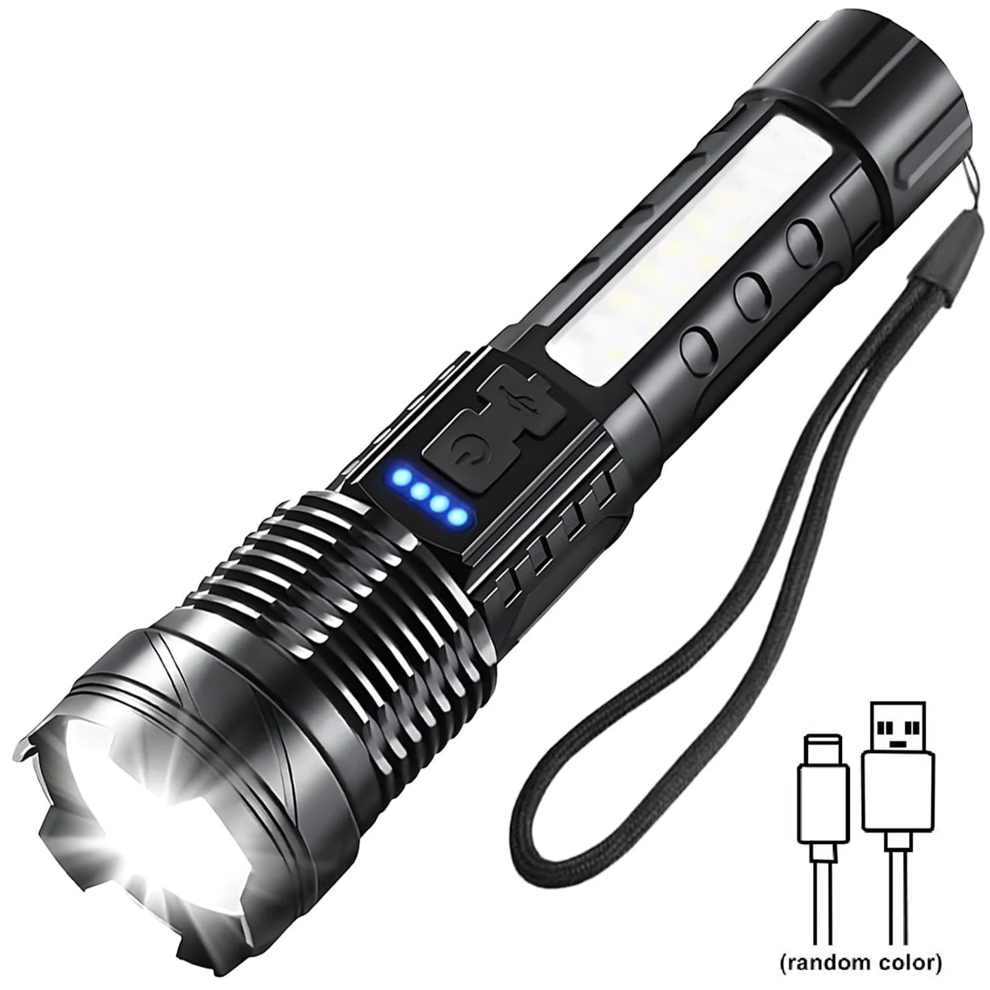 Rechargeable LED Flashlights, Super Bright Handheld Flashlight, 7 Modes with COB Work Light, Tactical Flash Light for Home