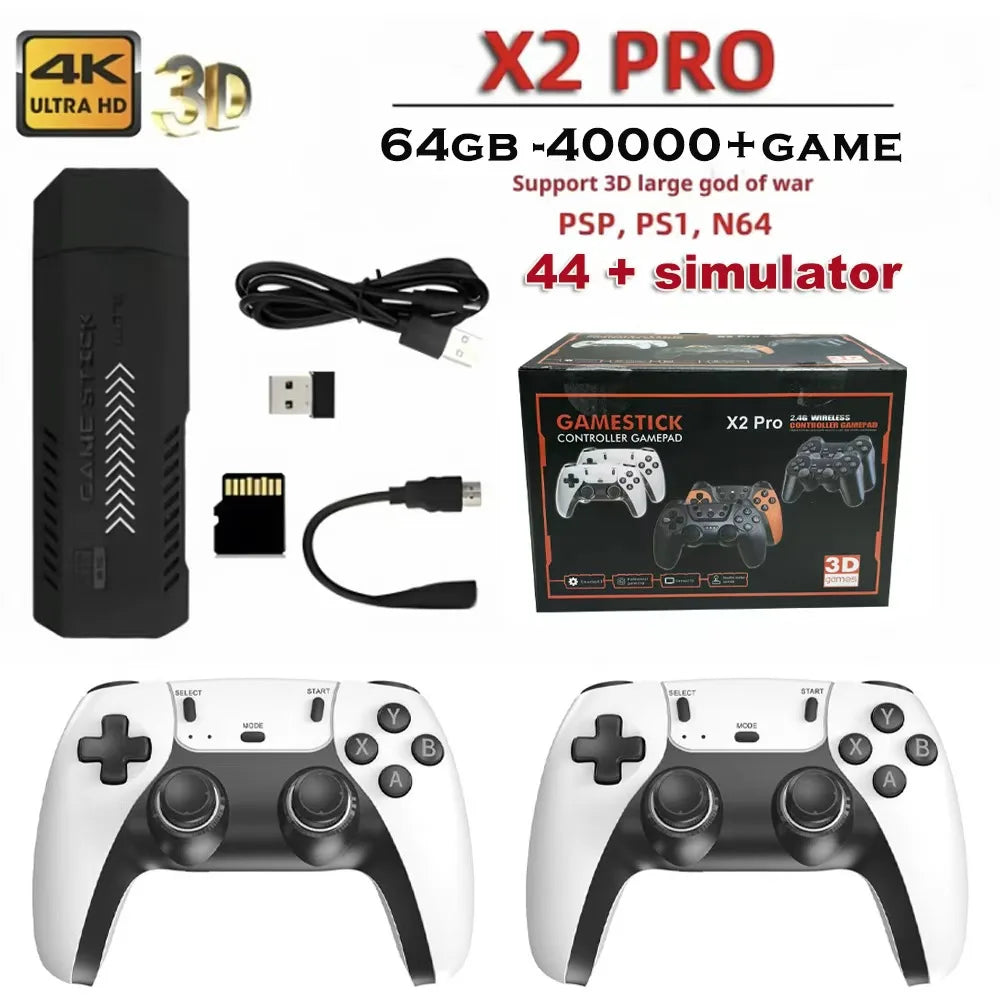 X2PRO Retro Game console 4K 3D Game arcade wireless retro TV Home game console Support 2/4 players For PSP PS1 GBA Game X2 ultra