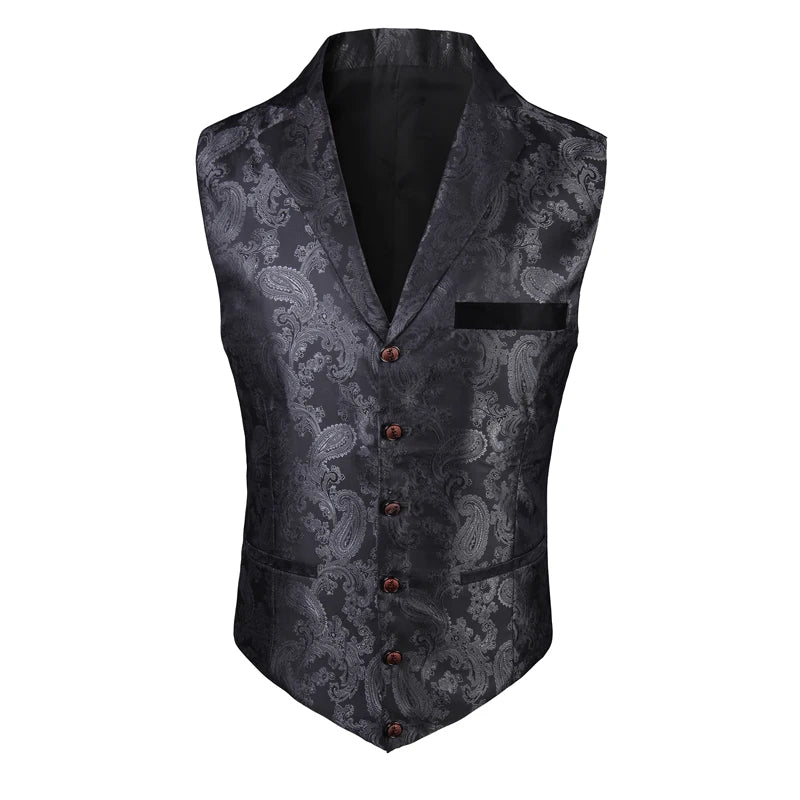 2025 New High-end Suit Collar Jacquard White Vest for Men, Black Sleeveless Waistcoat,navy Blue Billiards Uniform,magician Vests