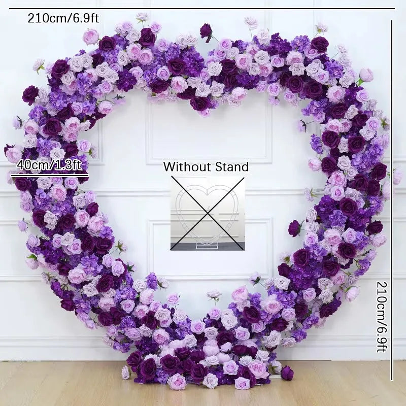 Luxury Red Rose Floral Arrangement Cloth Base Heart-Shaped Frame Arch Wedding Backdrop Decor Window Display Props A8869