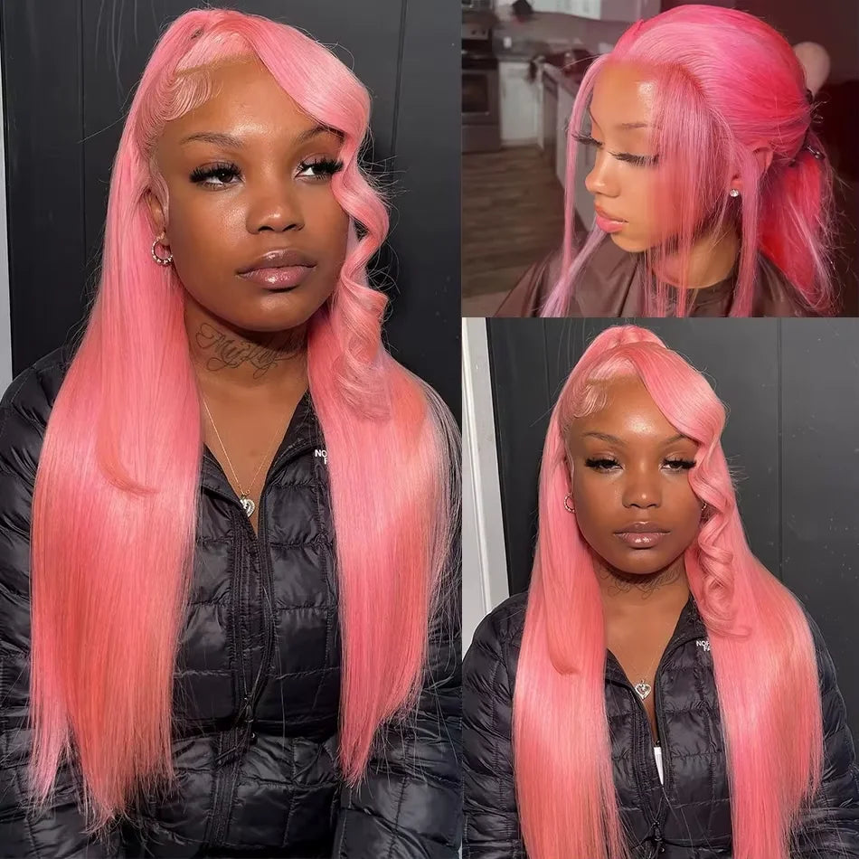30 Inch Lace Front Wig Human Hair 13x6 Straight Pink HD Lace Frontal Wig Human Hair Pink Lace Front Wig Human Hair For Women