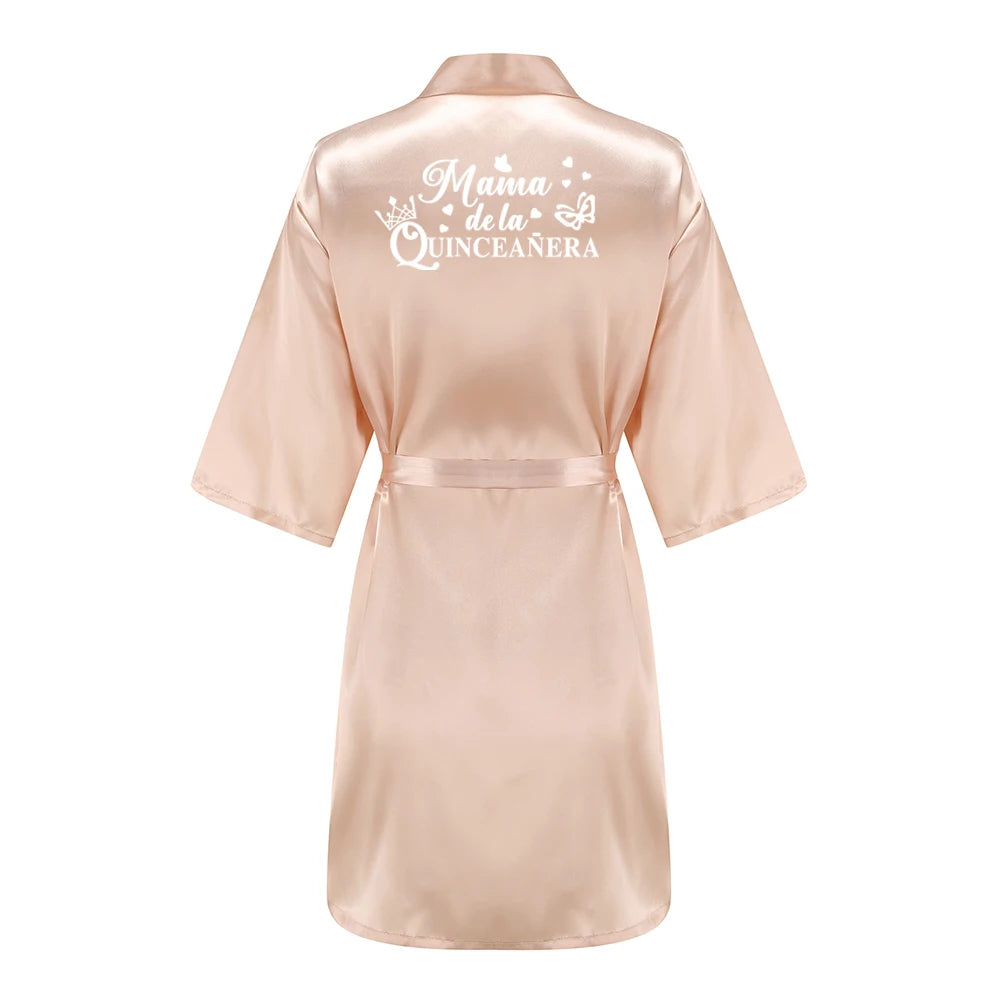 Mis15 Años Robe 15 Years Girl Birthday Party Robes Quinceanera Robe Mis XV Bathrobe Silkly Nightgown