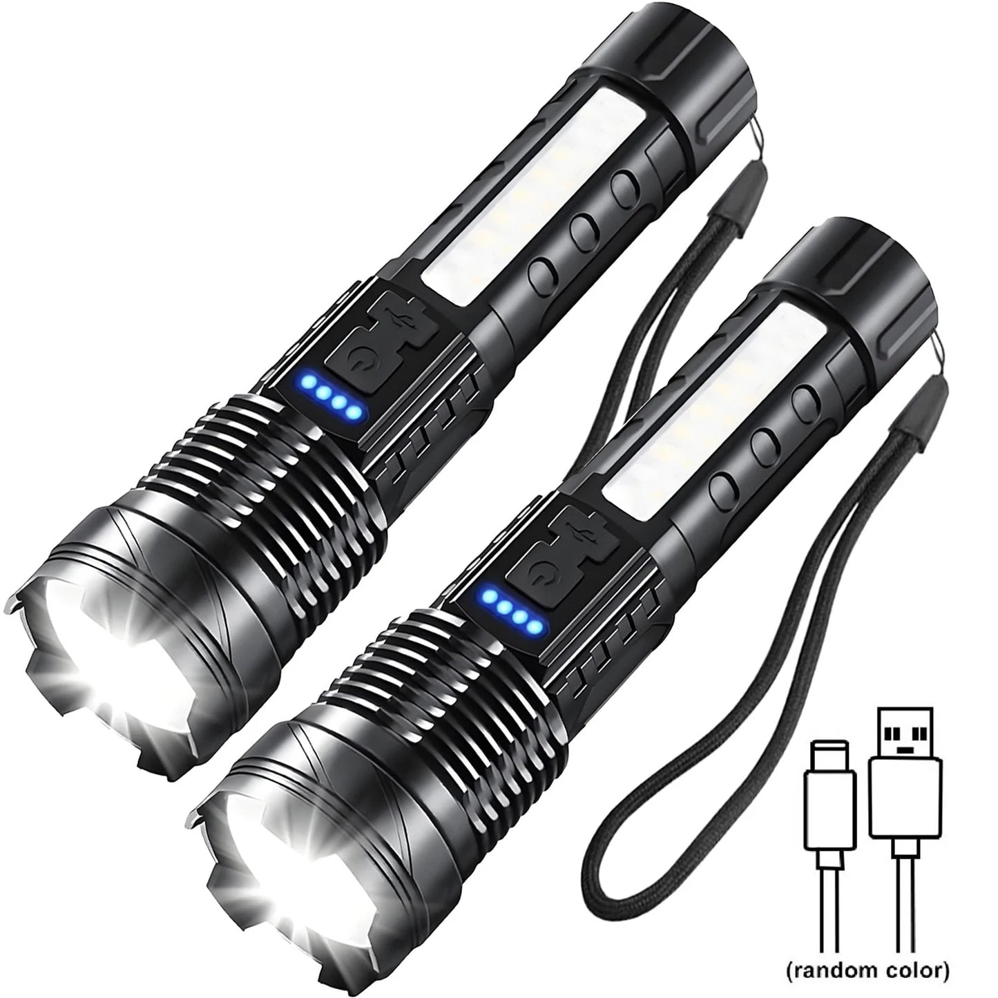 Rechargeable LED Flashlights, Super Bright Handheld Flashlight, 7 Modes with COB Work Light, Tactical Flash Light for Home