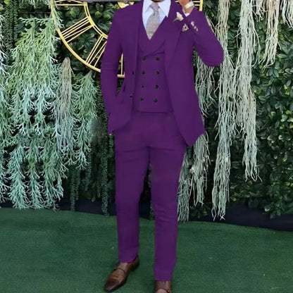 Men's slim-fit three-piece suit，Three-piece set of vest, blazer and trousers，Ideal for weddings, business and formal occasions