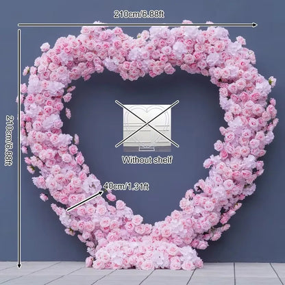 Luxury Red Rose Floral Arrangement Cloth Base Heart-Shaped Frame Arch Wedding Backdrop Decor Window Display Props A8869