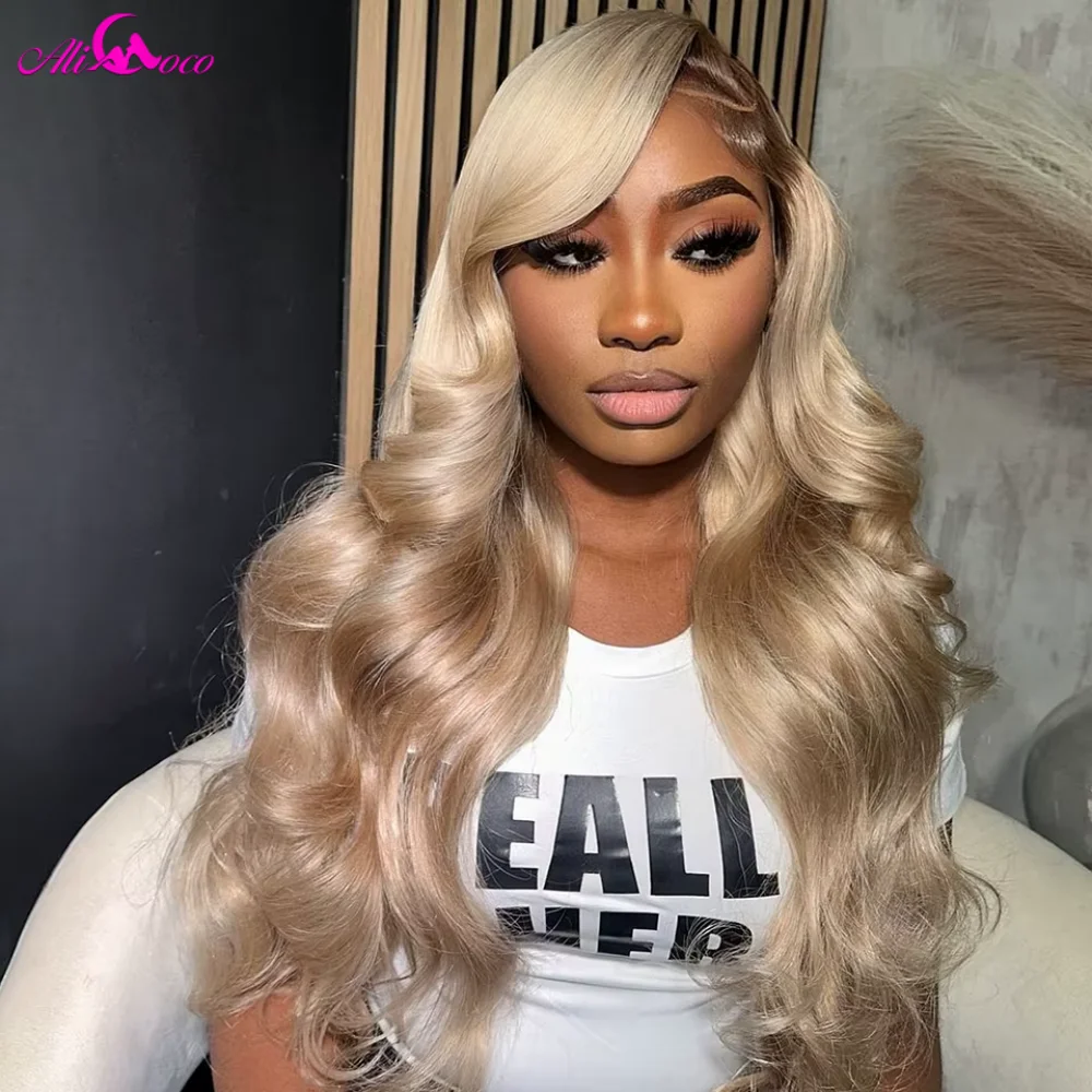 180 Density Brown Roots Ash Blonde Body Wave Lace Frontal Wig 13x6 Ombre Ash Blonde Human Hair Wigs for Women
