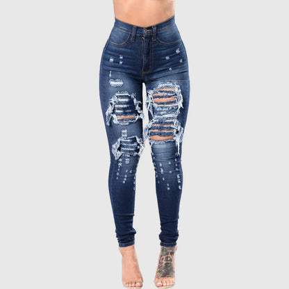 Women's Ripped Jeans Distressed Denim Pants Embroidered Tall Girl Stretch Skinny Hole Boyfriend Mexico Brazil Style