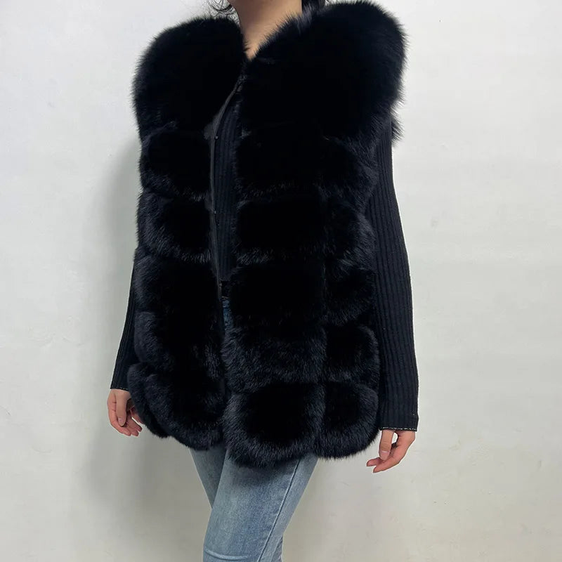 Plus Size Tops Brown Fur Maomaokong Obese Women's Outerwear Natural Raccoon Real Fur Coat Winter Jacket Female Clothing 4xl